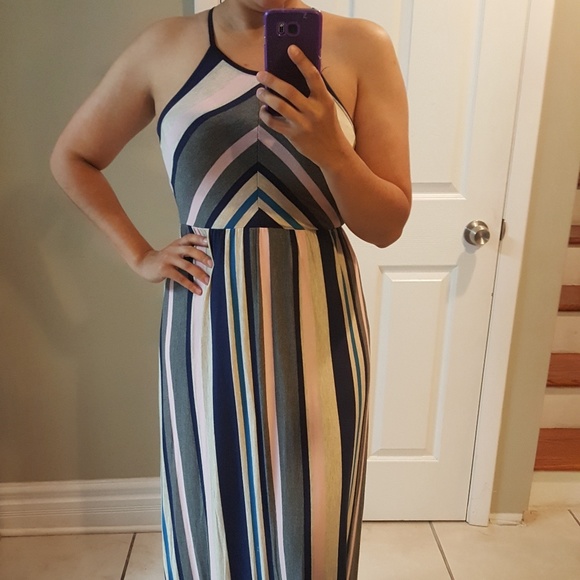 Beautiful Navy, Pink, Grey Stripe Maxi Size large - Picture 2 of 3